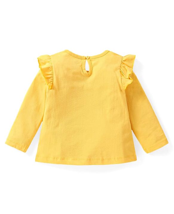 Babyhug Disney Single Jersey Knit Full Sleeves Night Suit with Frill Detailing & Minnie Mouse Graphics - Yellow