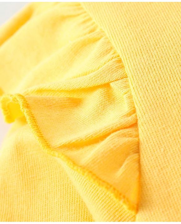 Babyhug Disney Single Jersey Knit Full Sleeves Night Suit with Frill Detailing & Minnie Mouse Graphics - Yellow