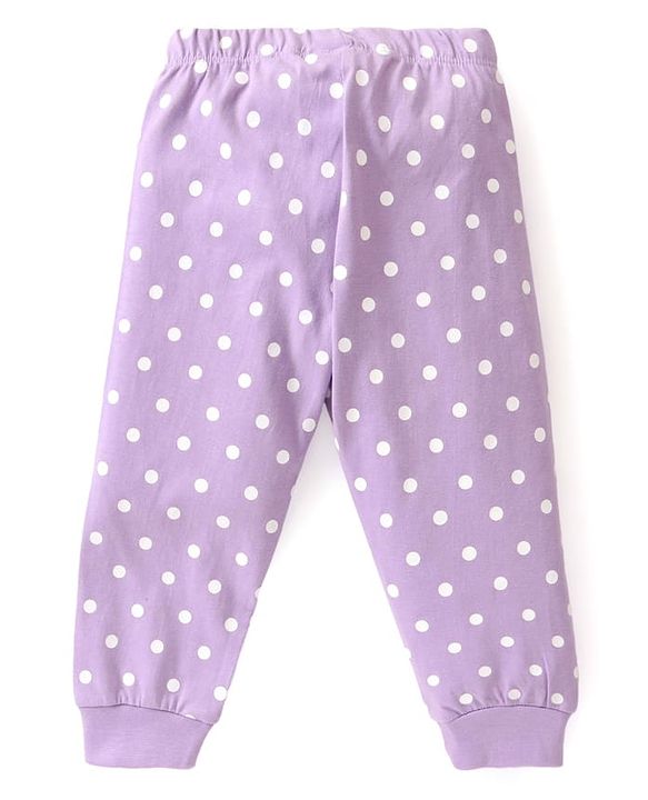 Babyhug Disney Single Jersey Full Sleeve Night Suit With Marie Graphics - Green & Purple