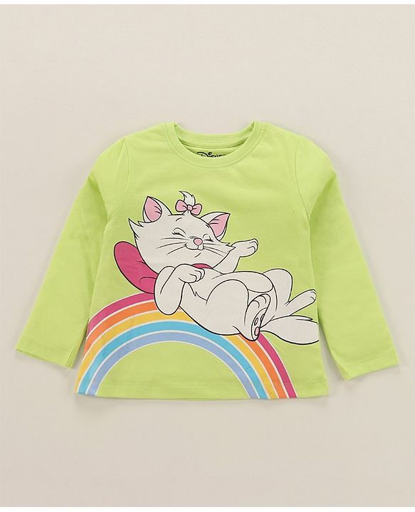 Babyhug Disney Single Jersey Full Sleeves Shorts Night Suit   With Marie Graphics - Multicolour