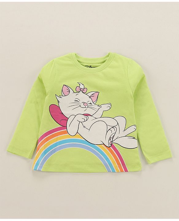 Babyhug Disney Single Jersey Full Sleeves Shorts Night Suit   With Marie Graphics - Multicolour