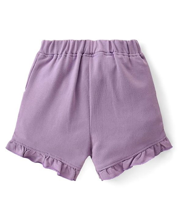 Babyhug Disney Cotton Knit Half Sleeves Top & Mid Length Shorts Set With Marie Graphics - Multicolor