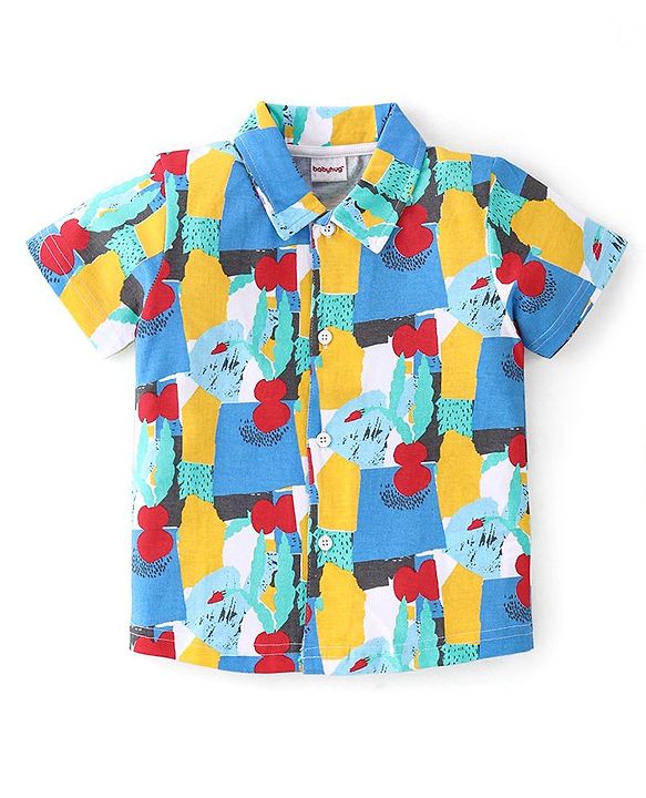 Babyhug Cotton Knit Half Sleeves Abstract Printed Shirt & Shorts Set - Multicolor