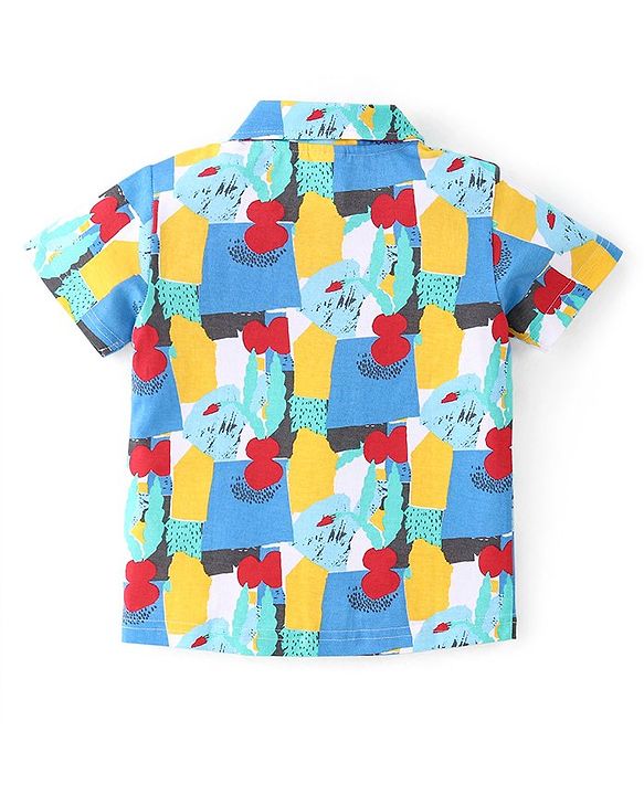 Babyhug Cotton Knit Half Sleeves Abstract Printed Shirt & Shorts Set - Multicolor