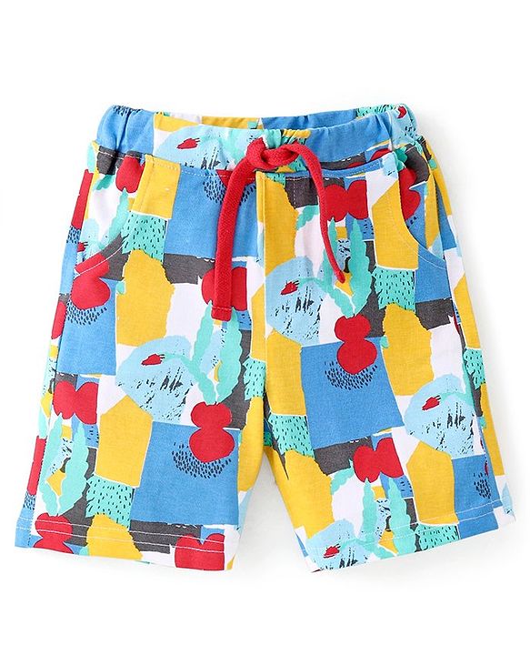 Babyhug Cotton Knit Half Sleeves Abstract Printed Shirt & Shorts Set - Multicolor