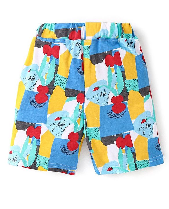 Babyhug Cotton Knit Half Sleeves Abstract Printed Shirt & Shorts Set - Multicolor