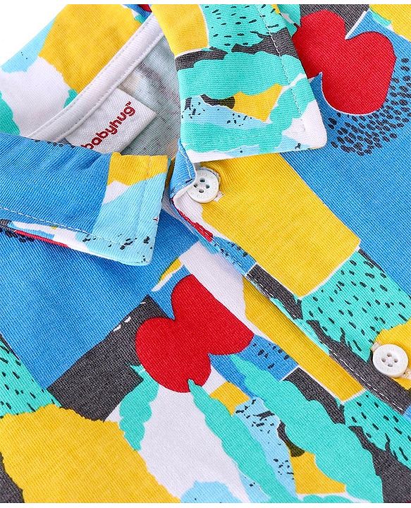 Babyhug Cotton Knit Half Sleeves Abstract Printed Shirt & Shorts Set - Multicolor