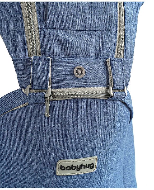 Babyhug Cherish 5-in-1 Hip Seat Baby Carrier:  Ergonomic design with padded straps, Breathable fabric, Foldable head support, storage pockets, and 5 carrying positions for babies up to 15 kg-Grey