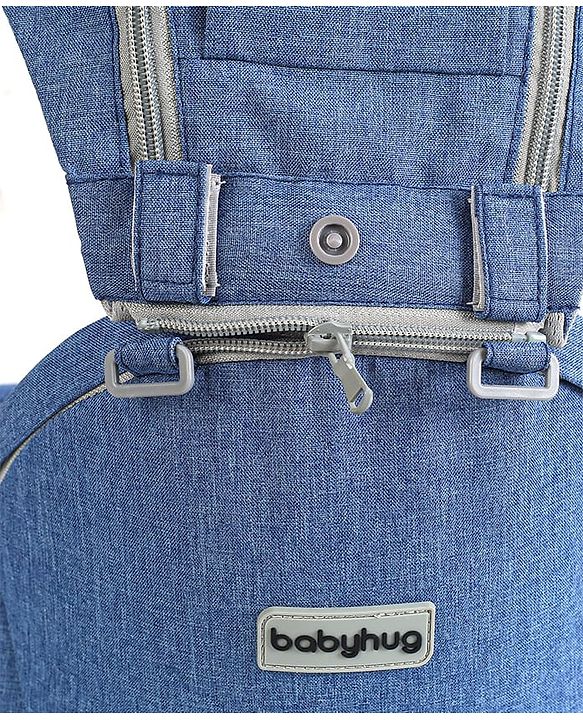 Babyhug Cherish 5-in-1 Hip Seat Baby Carrier:  Ergonomic design with padded straps, Breathable fabric, Foldable head support, storage pockets, and 5 carrying positions for babies up to 15 kg-Grey