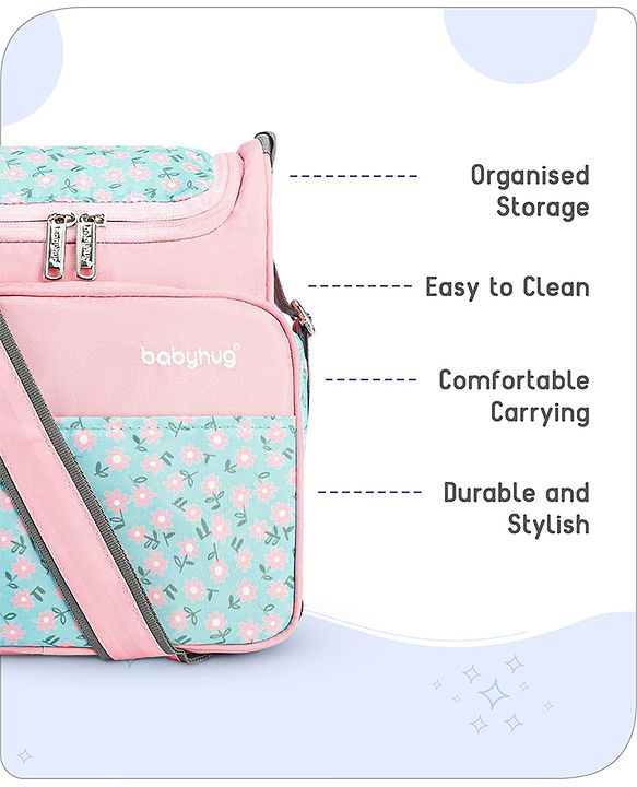 Babyhug Mini & Compact Sling Diaper Bag Floral Print- Pink