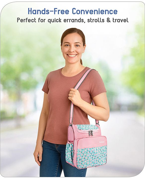 Babyhug Mini & Compact Sling Diaper Bag Floral Print- Pink