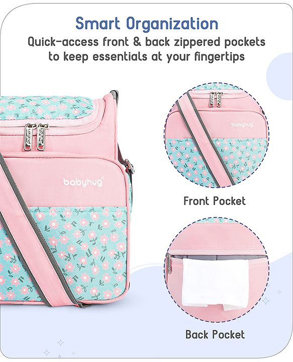 Babyhug Mini & Compact Sling Diaper Bag Floral Print- Pink