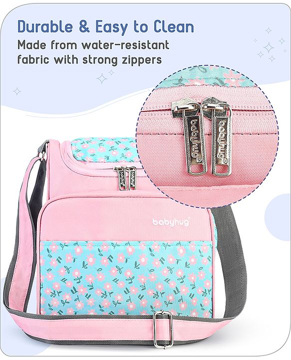 Babyhug Mini & Compact Sling Diaper Bag Floral Print- Pink