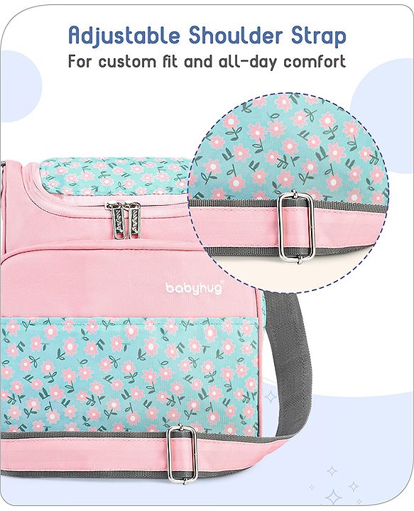 Babyhug Mini & Compact Sling Diaper Bag Floral Print- Pink