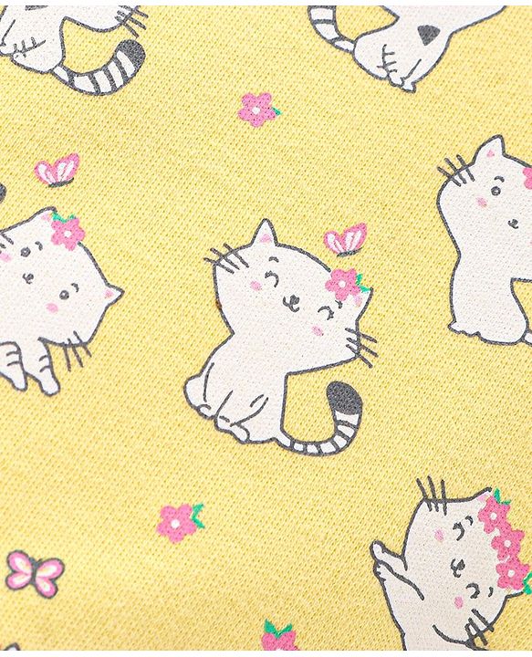 Babyhug 100% Cotton Bonnet Bonnet Caps Cats & Floral Print Pack of 2 - Multicolour