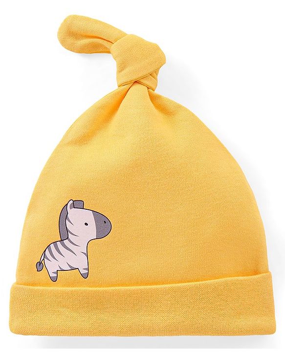 Babyhug 100% Cotton Caps Lion & Zebra Print Pack of 2 - Multicolour