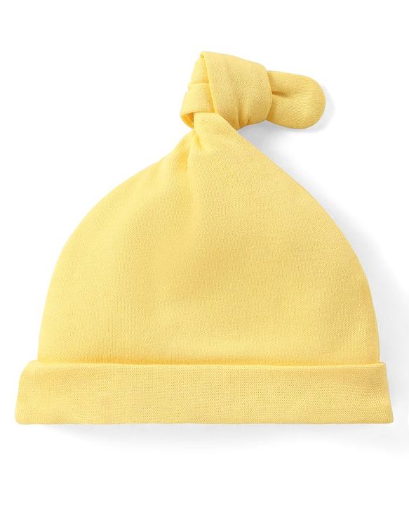 Babyhug 100% Cotton Cap With Bear Print Pack of 2 - Blue & Yellow