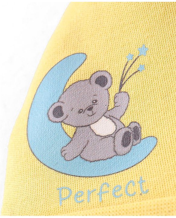 Babyhug 100% Cotton Cap With Bear Print Pack of 2 - Blue & Yellow