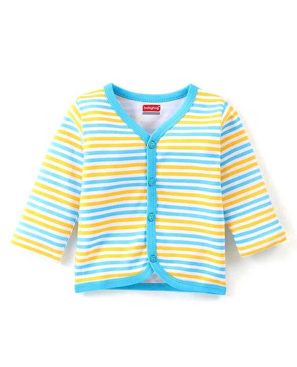 Babyhug 100% Cotton Full Sleeves Front Open Vest Striped & Animal Print Pack of 3 - Multicolour