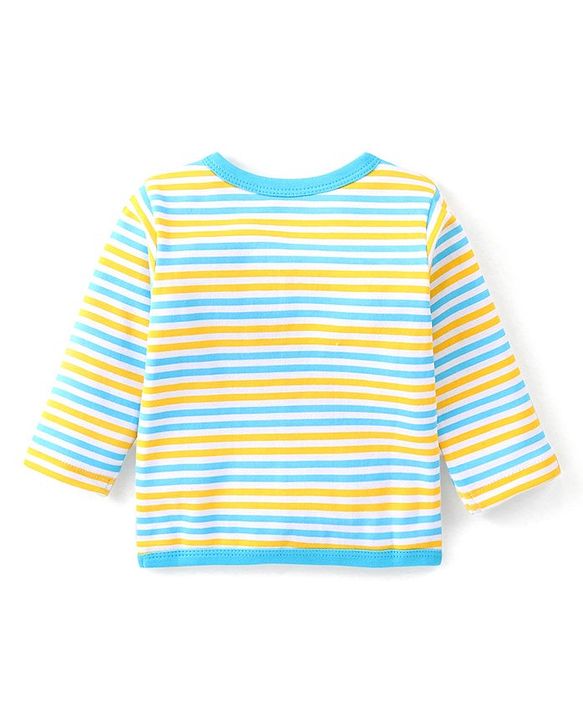 Babyhug 100% Cotton Full Sleeves Front Open Vest Striped & Animal Print Pack of 3 - Multicolour