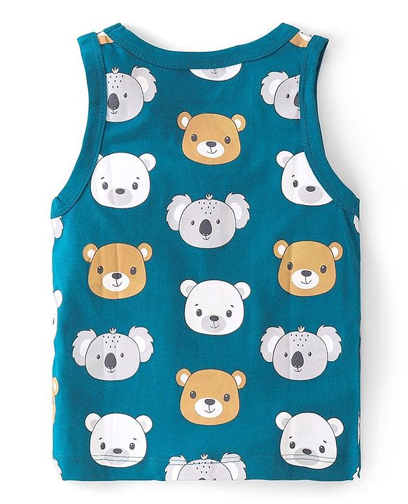 Babyhug 100% Cotton Sleeveless Sando Teddy & Koala Bear Print Pack of 3 - Multicolour