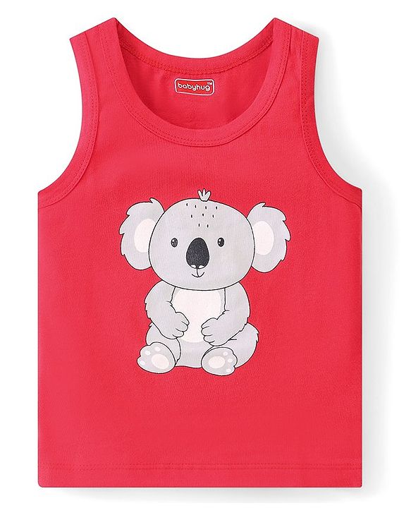 Babyhug 100% Cotton Sleeveless Sando Teddy & Koala Bear Print Pack of 3 - Multicolour