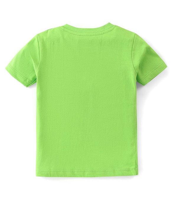 Babyhug Disney Cotton Knit Half Sleeves T-Shirt & Shorts Set With Mickey Mouse Print - Green & Blue