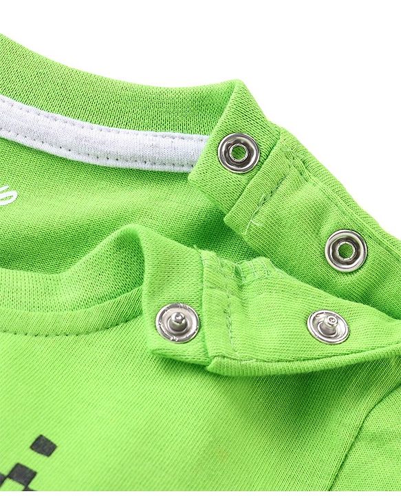 Babyhug Disney Cotton Knit Half Sleeves T-Shirt & Shorts Set With Mickey Mouse Print - Green & Blue