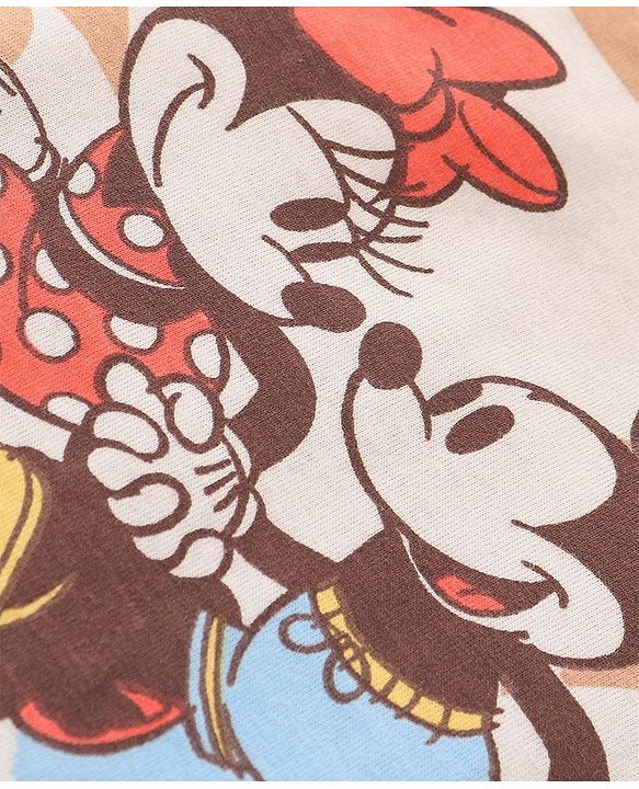Babyhug Disney Cotton Knit Sleeveless T-Shirt & Shorts Set With Mickey & Minnie Mouse Print - Multicolor