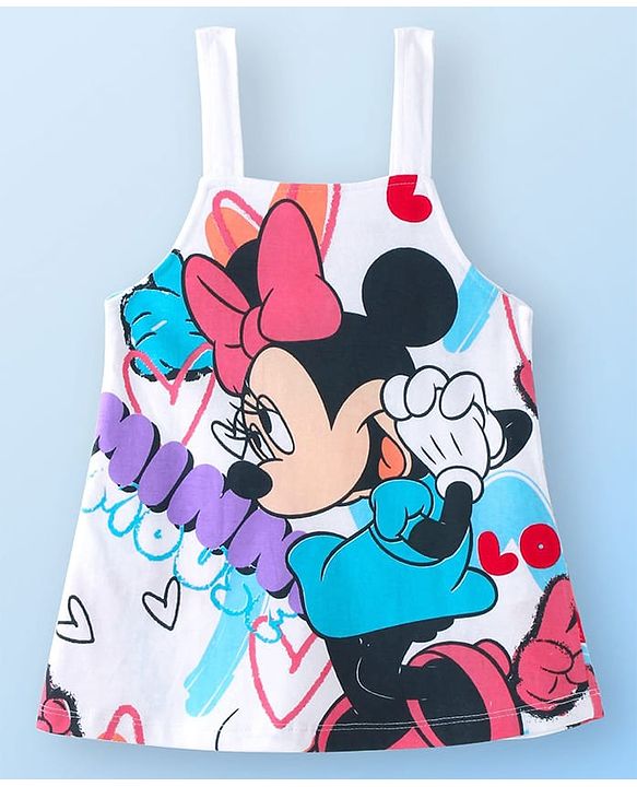 Babyhug Disney Single Jersey Knit  Frock With Half Sleeves Inner Tee & Minnie Mouse Graphics - Multicolor