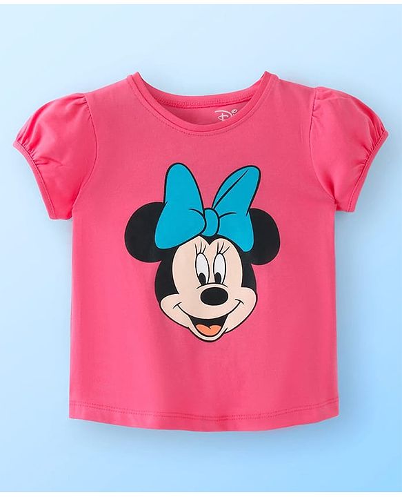 Babyhug Disney Single Jersey Knit  Frock With Half Sleeves Inner Tee & Minnie Mouse Graphics - Multicolor