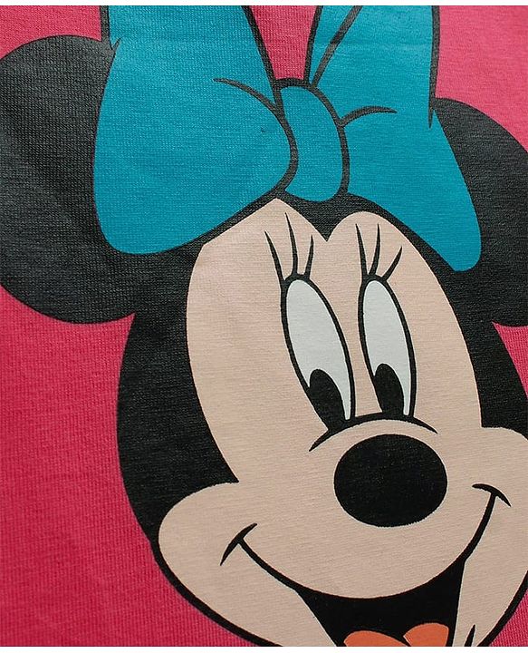 Babyhug Disney Single Jersey Knit  Frock With Half Sleeves Inner Tee & Minnie Mouse Graphics - Multicolor