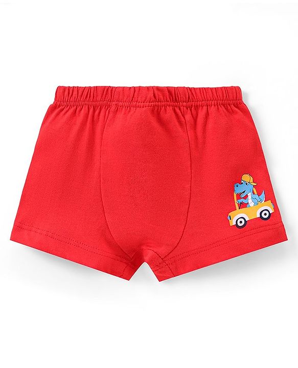 Babyhug 100% Cotton Knit Briefs with Striped & Car Print Pack of 3 - Multicolour