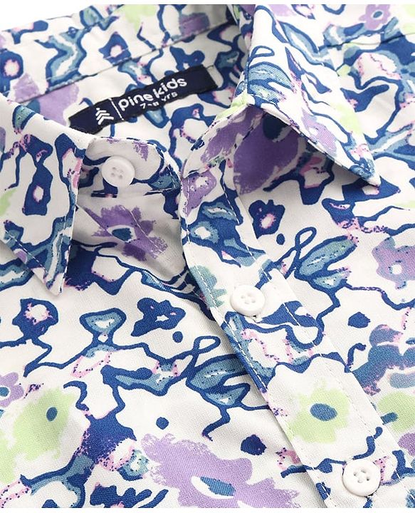 Pine Kids Viscose Woven Half Sleeves Shirt Print - Multicolor
