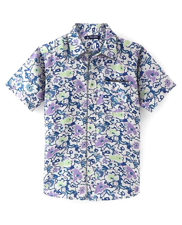 Pine Kids Viscose Woven Half Sleeves Shirt Print - Multicolor