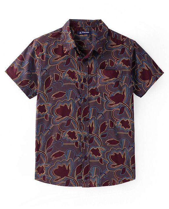 Pine Kids Viscose Woven Half Sleeves Printed Shirt - Multicolor