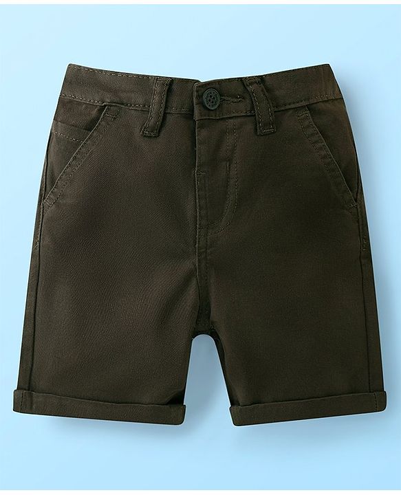 Babyhug Cotton Woven Half Sleeves Checkered Shirt & Shorts Set with Bow  - Green