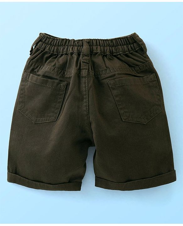 Babyhug Cotton Woven Half Sleeves Checkered Shirt & Shorts Set with Bow  - Green