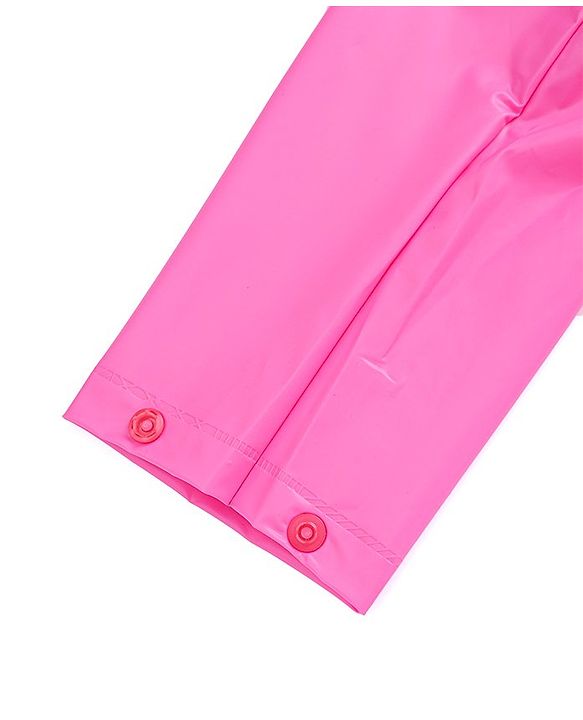 Babyhug Full Sleeves Below Knee Length Hooded Raincoat with Barbie Print - Fuschia