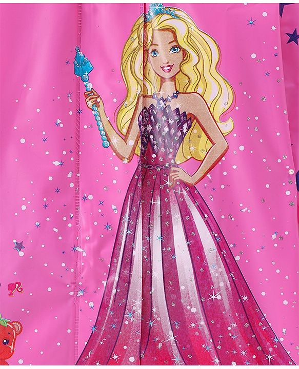 Babyhug Full Sleeves Below Knee Length Raincoat Barbie Print - Pink