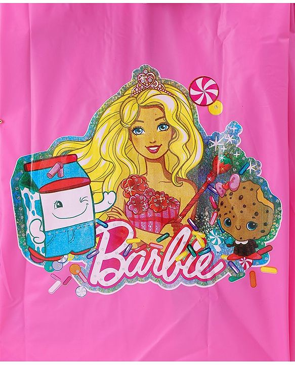 Babyhug Full Sleeves Below Knee Length Raincoat Barbie Print - Pink