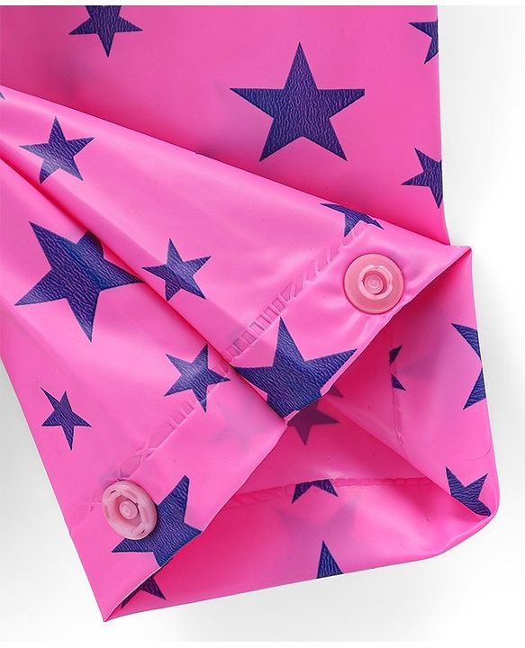 Babyhug Full Sleeves Below Knee Length Raincoat Barbie Print - Pink