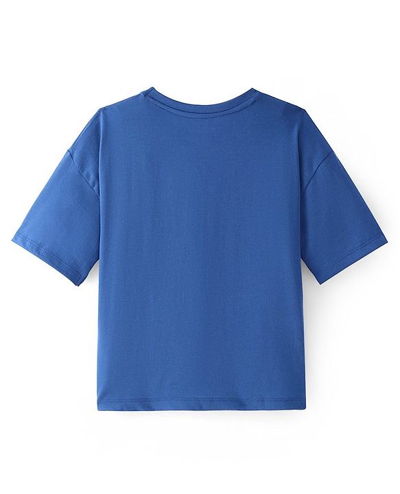 Pine kids Disney Cotton Knit Half Sleeves T-Shirt with Dazzling Princess Print - Navy Blue
