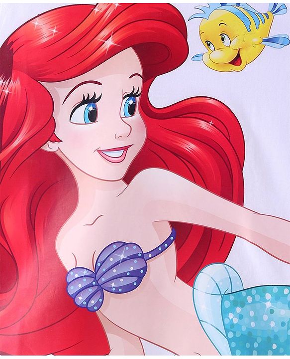 Pine Kids Disney Cotton Knit Frill Sleeves Top with Disney Princess Print - White