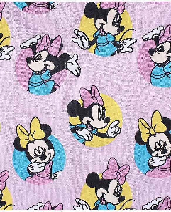 Babyhug Disney Cotton Knit  Sleeveless Top with Frill Detailing & Minnie Mouse Print - Pink