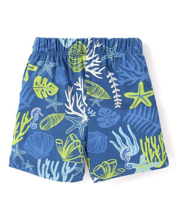 Babyhug Cotton Knit Half Sleeves Night Suit Star Fish Print - White