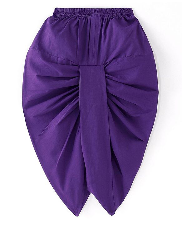 Babyhug Cambric Woven Full Sleeves Kurta Dhoti Set with Floral Print & Embroidery - Purple