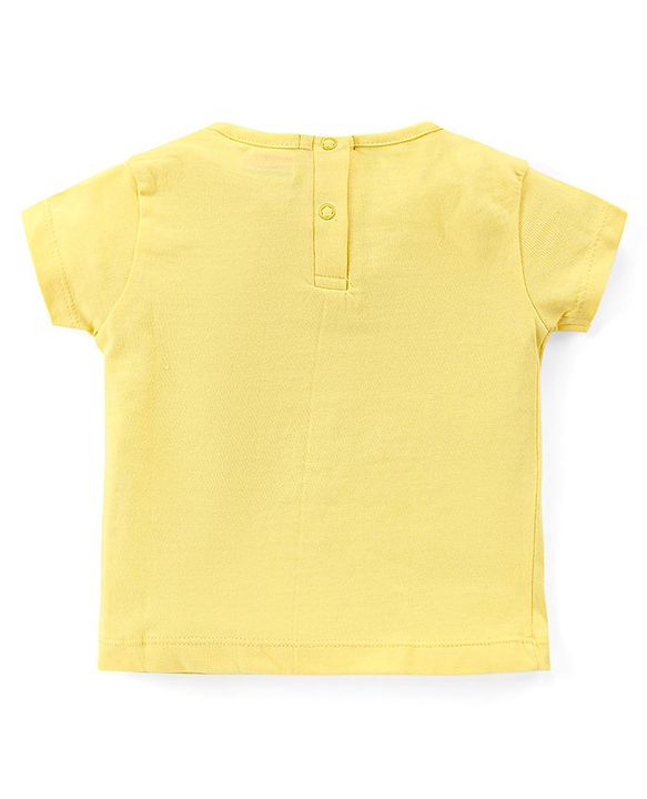 Babyhug Single Jersey Knit Half Sleeves Night Suit with Rainbow & Hearts Print - Yellow & Pink
