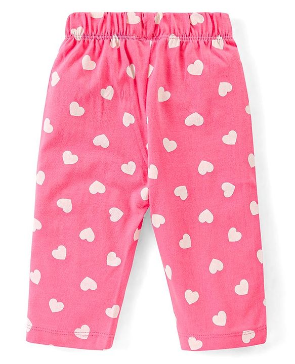 Babyhug Single Jersey Knit Half Sleeves Night Suit with Rainbow & Hearts Print - Yellow & Pink