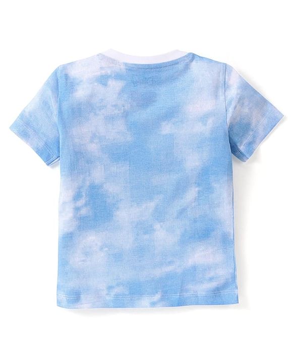 Babyhug Disney Cotton Knit Tie and Dye Half Sleeves T-Shirt With Lion King Graphics - Light Blue